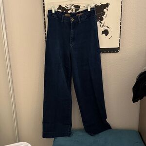 Pilcro Wide-Leg High-Rise Jeans - Dark Blue